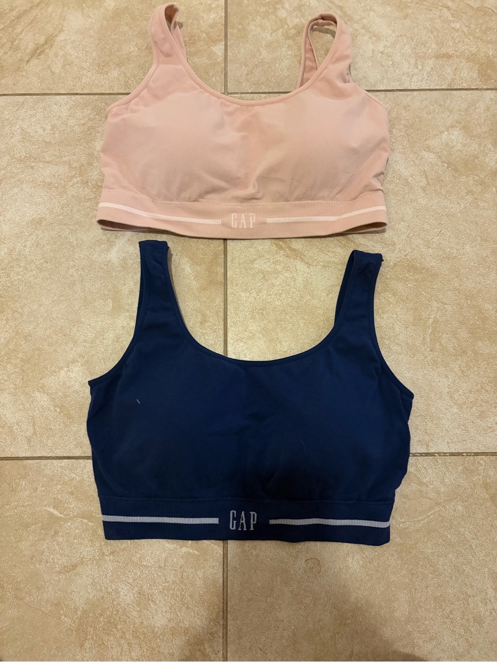 Set of 2. GAP Women's Pale Blush Seamless Sports Bralette.